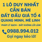 BÁN 100m2 ĐẤT ĐẤU GIÁ TỔ 4 – QUANG MINH, MÊ LINH, HÀ NỘI , đất quang minh sáng như Bình Minh